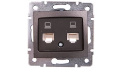DOMO Gniazdo komputerowe podwójne niezależne 2x RJ45Cat 5e Jack grafit 011410041 24932