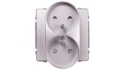 KOS66 Gniazdo podwójne z/u z przesłonami aluminium 664047