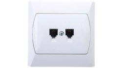 AKCENT Gniazdo telefoniczne podwójne RJ11 równoległe białe GPT-2AR/00