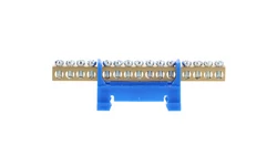 Listwa zaciskowa niska na szynę 15-torowa niebieska TH35 E.4025