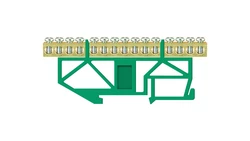 Listwa zaciskowa wysoka na szynę 15-torowa zielona TH35 E.4043