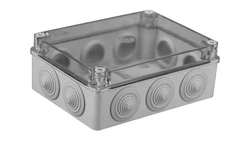 Puszka n/t hermetyczna 190x140x70 10 dławików IP55 pokrywa przezroczysta S-BOX 406-P