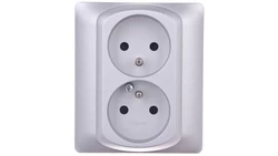 SISTENA LIFE Gniazdo podwójne z/u 16A IP20 metalic 771338