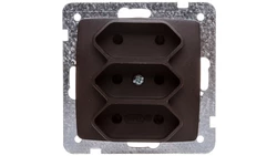 KARO Gniazdo potrójne b/u 2.5A EURO czekoladowy metalik GP-3S/m/40