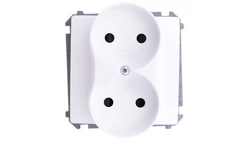 Simon Basic Gniazdo podwójne b/u 16A IP20 z przesloną torów białe BMG2Mz.01/11