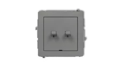 DECO Przycisk świecznikowy (dwa klawisze, bez piktogramów, wspólne zasilanie) w stylu amerykańskim szary mat 27DWPUS-4