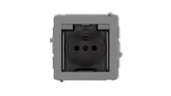 DECO Gniazdo bryzgoszczelne z/u (klapka dymna) szary mat 27DGPB-1zdp