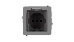 DECO Gniazdo bryzgoszczelne z/u SCHUKO (klapka dymna) szary mat 27DGPB-1sdp