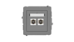 DECO Gniazdo antenowe podwójny typu F (SAT) pozłacany szary mat 27DGF-2.1