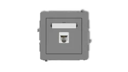 DECO Gniazdo telefoniczne pojedyncze 1xRJ11, 4-stykowy, beznarzędziowe szary mat 27DGT-1