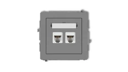 DECO Gniazdo telefoniczne podwójny 2xRJ11, 4-stykowy, beznarzędziowe szary mat 27DGT-2
