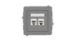 DECO Gniazdo telefoniczne pojedyncze 1xRJ11 + komputerowego pojedyncze 1xRJ45, kat. 5e, 8-stykowy, beznarzędziowe szary mat 27DG