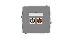 DECO Gniazdo podwójne RCA (typu cinch - biały i czerwony, pozłacany) szary mat 27DGRCA-2