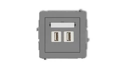 DECO Gniazdo podwójne 2xUSB-AA 2.0 szary mat 27DGUSB-2