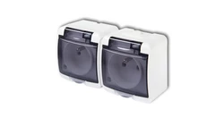 JUNIOR Gniazdo podwójne z/u (klapka dymna) biały GHE-2dp