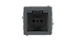 DECO Gniazdo bryzgoszczelne z/u (klapka dymna) grafitowy mat 28DGPB-1zdp