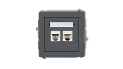DECO Gniazdo telefoniczne pojedyncze 1xRJ11 + komputerowego pojedyncze 1xRJ45, kat. 5e, 8-stykowy, beznarzędziowe grafitowy mat