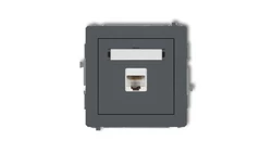 DECO Gniazdo komputerowe pojedyncze 1xRJ45, kat. 6, ekranowane, 8-stykowy grafitowy mat 28DGK-5