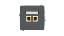 DECO Gniazdo głośnikowe pojedyncze (typu banan - czerwony i czarny, pozłacany, 4 mm2, do lutowania) grafitowy mat 28DGG-3