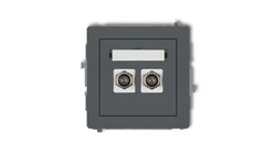 DECO Gniazdo antenowe podwójny typu F (SAT) niklowany grafitowy mat 28DGF-2