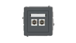 DECO Gniazdo antenowe podwójny typu F (SAT) pozłacany grafitowy mat 28DGF-2.1