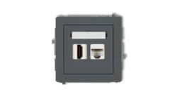 DECO Gniazdo pojedyncze HDMI + gniazda komp. poj. 1xRJ45, kat. 5e, 8-stykowy grafitowy mat 28DGHK