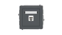 DECO Gniazdo telefoniczne pojedyncze 1xRJ11, 4-stykowy, beznarzędziowe grafitowy mat 28DGT-1