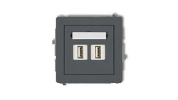 DECO Gniazdo podwójne 2xUSB-AA 3.0 grafitowy mat 28DGUSB-6