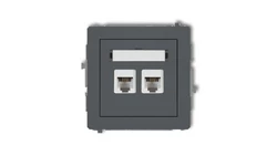 DECO Gniazdo telefoniczne podwójny 2xRJ11, 4-stykowy, beznarzędziowe grafitowy mat 28DGT-2