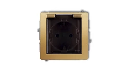 DECO Gniazdo bryzgoszczelne z/u SCHUKO (klapka dymna) złoty 29DGPB-1sdp