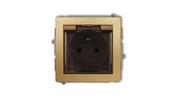 DECO Gniazdo bryzgoszczelne z/u (klapka dymna) złoty 29DGPB-1zdp