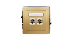 DECO Gniazdo antenowe podwójny typu F (SAT) pozłacany złoty 29DGF-2.1