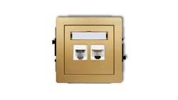 DECO Gniazdo telefoniczne pojedyncze 1xRJ11 + komputerowego pojedyncze 1xRJ45, kat. 5e, 8-stykowy, beznarzędziowe złoty 29DGTK