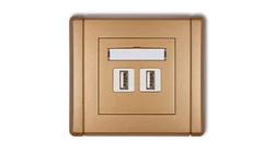 FLEXI Gniazdo podwójne 2xUSB-AA 3.0 złoty metalik 8FGUSB-6