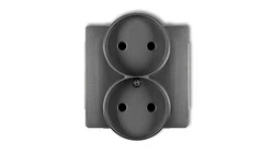 DECO Soft Gniazdo podwójne b/u do ramki grafitowy 11DGPRSO-2p