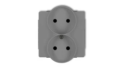 DECO Soft Gniazdo podwójne b/u do ramki szary mat 27DGPRSO-2p