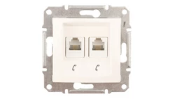 Sedna Gniazdo telefoniczne podwójne RJ11 kremowe SDN4201123