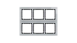 DECO Ramka modułowa 6 krotna (3 poziom, 2 pion) - efekt szkła (ramka szara spód czarny) szary 15-12-DRSM-3x2