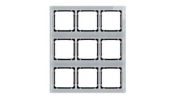 DECO Ramka modułowa 9 krotna (3 poziom, 3 pion) - efekt szkła (ramka szara spód czarny) szary 15-12-DRSM-3x3