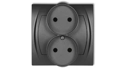 LOGO Gniazdo podwójne do ramki z uziemieniem 2x2P (przesłony torów prądowych) grafitowy 11LGPR-2p