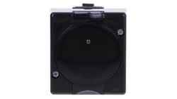 SENIOR Gniazdo pojedyncze z uziemieniem 2P+Z (klapka dymna) czarny 12GHS-1d