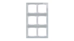DECO Ramka modułowa 6 krotna (2 poziom, 3 pion) - efekt szkła (ramka szara spód biała) szary 15-0-DRSM-2x3