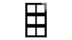 DECO Ramka modułowa 6 krotna (2 poziom, 3 pion) - efekt szkła (ramka czarna spód czarny) czarny 12-12-DRSM-2x3
