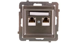 SONATA Gniazdo komputerowe podwójne 2xRJ45 kat.5e stal inox KRONE GPK-2RM/K/m/37