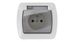 Simon Akord Gniazdo bryzgoszczelne z/u IP44 z klapką dymną beżowe AGZ1Be/12a