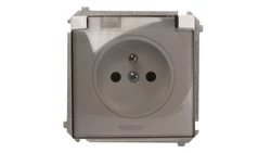 Simon Basic Gniazdo bryzgoszczelne z/u IP44 z klapką dymną białe BMGZ1B.01/11a