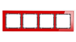 DECO Ramka poczwórna - efekt szkła (ramka: czerwona spód: czarny) czerwony 17-12-DRS-4