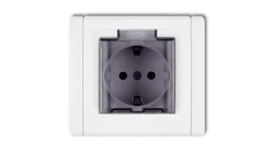 FLEXI Gniazdo bryzgoszczelne z/u SCHUKO (klapka dymna) biały FGPB-1sdp