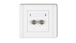 FLEXI Gniazdo antenowe podwójne typu F (SAT) pozłacane biały FGF-2.1