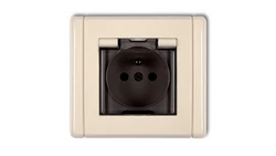 FLEXI Gniazdo bryzgoszczelne z/u (klapka dymna) beżowy 1FGPB-1zdp